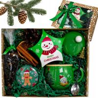 KOSZ BOX ZESTAW PREZENTOWY PREMIUM ŚWIĘTA KUBEK HERBATA ŚWIECZKA MIKOŁAJKI