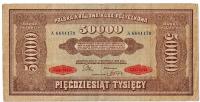 Banknot, Polska 50000 marek polskich 1922 Litera A (komplet liter) stan 4+