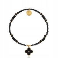 Bransoletka By Dziubeka Kwiatek Czarny agat turmalin stal szlachetna Gumka