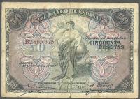 HISZPANIA 50 PESETAS 1906 P-58a VF RZADKI