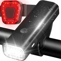 LATARKA ROWEROWA LAMPKA LED PRZÓD TYŁ NA KIEROWNICĘ USB AKUMULATOROWA