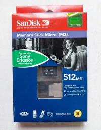 Karta pamięci Sandisk Memory Stick Micro M2 512MB plus adapter