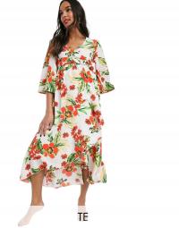 UNIQUE21 SPÓDNICA CIĄŻOWA MIDI ROŚLINNY PRINT 40 RZM 40