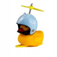 Dzwonek rowerowy, lampka kaczka niebieski kask