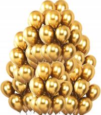 Balony metalik złote CHROM DUŻE 100 szt 10 cali CIEPŁE ZŁOTO Komunia Wesele