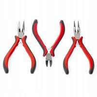 Zestaw Narzędzi Stal Weglowa na Karcie Czerwony 6.5x18.5x2cm 3szt/zestaw