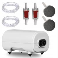 ZESTAW NAPOWIETRZACZ AKWARIUM POMPKA CICHA 420L/H 2 WYJŚCIA REGULACJA