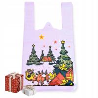 REKLAMÓWKI ŚWIĄTECZNE TORBA REKLAMÓWKA Z CHOINKA MIKOŁAJ 25x45cm 100 szt