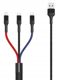 Zestaw kabli USB - USB typ C / microUSB / Lightning XO