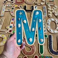 Litera sensoryczna alfabet sensoryczny panele Montessori nauka duże