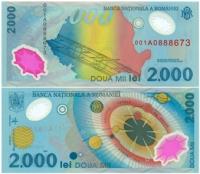 Banknot 2000 lei (1999) Rumunia Polimer