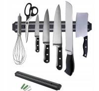 Listwa magnetyczna na noże narzędzia kuchenna czarna magnes uchwyt 33 cm