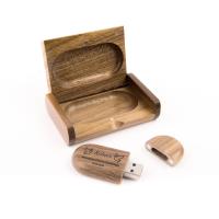 Pendrive Drewniany owal Orzech 16 GB USB 2.0 + Pudełko + Grawer na Chrzest