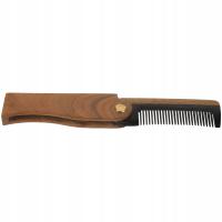 MAŁY SKŁADANY GRZEBIEŃ DREWNIANY Z WOŁU DO BRODY I WĄSÓW