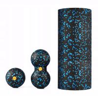 Wałek gładki rolowania zestaw EPP do masażu 33 cm x 14 cm czarny, niebieski