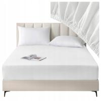 Prześcieradło z gumką 140x200 HOTELOWE BAWEŁNA BIAŁE PREMIUM POLSKIE 25CM