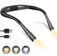 Lampka do czytania LED na szyję do czytania książek z akumulatorem USB