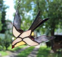 Jaskółka witrażyk Tiffany prezent, ptaki polskie, ptak do powieszenia F2