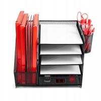 Настольный органайзер All-in-One. изготовлен из черной металлической сетки