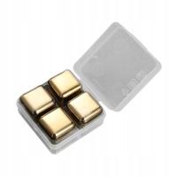 Kostki lodu wielokrotnego użytku ze stali nierdzewnej szybko chłodzące mężczyzn Prezent na 4szt złota