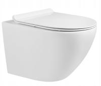 Миска для унитаза, висящая БЕЗРАНТ, M203, медленно опускающаяся, тонкая, 49 см