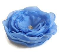 Jasno niebieska duża broszka na lato kwiat 12cm, ślub, chrzest, wesele