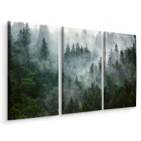 Картинка триптих лес в тумане деревья природа 3D 180x120