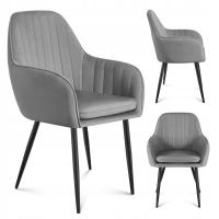 Krzesło welurowe tapicerowane MARK ADLER szare do jadalni salonu loft