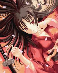 MALOWANIE PO NUMERACH NA PREZENT anime dziewczyna samuraj milość 40x50