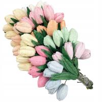 Бумажные цветы тюльпаны смесь пастель-50шт