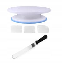 Zestaw do dekoracji tortu patera obrotowa szpatuły cukiernicze