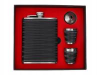 Zestaw Skórzana Piersiówka ok. 240 ml + 2 Kieliszki + Lejek na Prezent