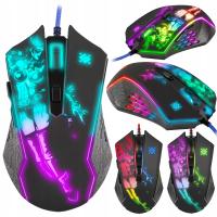 Myszka gamingowa optyczna czarna 3200 dpi USB 7 przycisków