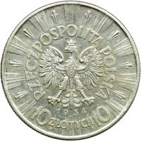 Polska, II RP, 10 złotych 1934, Józef Piłsudski, Orzeł Urzędowy, st. 3+