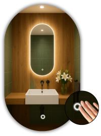 Lustro Owalne LED 70x100 z Włącznikiem Dotykowym Wodoszczelność IP65 LUNA