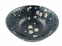 Miska do ramen, delikatny motyw kwiatowy na czarno-grafitowym tle Japonia