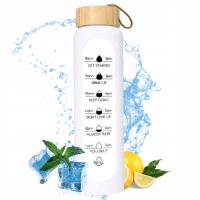 Стеклянная бутылка для воды мотивационная Спортивная бутылка для воды с мешком для фитнеса 1000 мл 1л