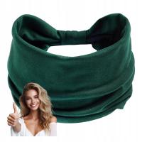 Opaska na głowę SZEROKA do włosów zielona WYGODNA butelkowa zieleń MODNA