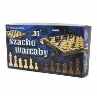 Шахматы деревянные 2в1 шашки запираемые набор