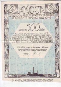 Zakłady Przędzalniczo-Tkackie w Krośnie, Lwów 1924, 1 akcja na 500 marek