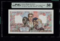 FRANCJA, 5000 FRANKÓW 1945 P#103c PMG 50 RZADKI