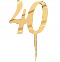 Номер 40 топпер на ножке для забивания день рождения цифра 8 см золотое зеркало из оргстекла