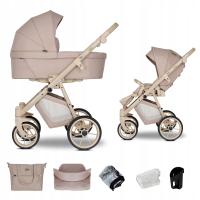 Детская коляска 2в1 EMJOT EQ темно-бежевая многофункциональная сумка аксессуары
