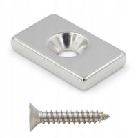 Неодимовый пластинчатый магнит с отверстием для винта 20x12x3 мм, прямоугольный охотник