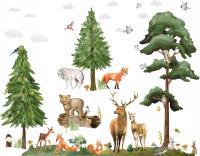 Наклейки на стену для детей Лес Деревья Животные