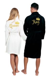 НАБОР ХАЛАТОВ ДЛЯ ПАРЫ С ВЫШИВКОЙ ХАЛАТ ДЛЯ ПОДАРКА БЕЛЫЙ-ЧЕРНЫЙ