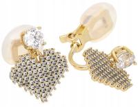 klipsy Złote serca cyrkonie Stal chirurgiczna Lux