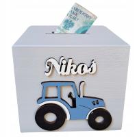 Копилка супер подарок, 100% дерево, имя