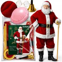 КОСТЮМ САНТА-КЛАУСА ЗНАМЕНИТОСТИ ВЕЛЮРОВОЕ ПЛАТЬЕ РОЖДЕСТВО ПРЕМИУМ 14 EL