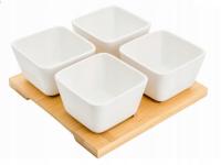 MISECZKI DO DIPÓW przekąsek NA PODSTAWCE ADRIA FLORINA salaterki 4SZT białe